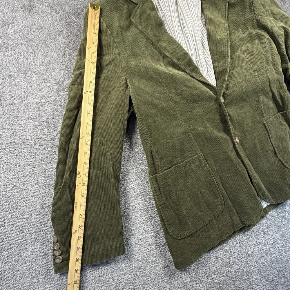 Preswick & Moore Mens Olive Green Corduroy Blazer Sport Coat XL Patch Pockets